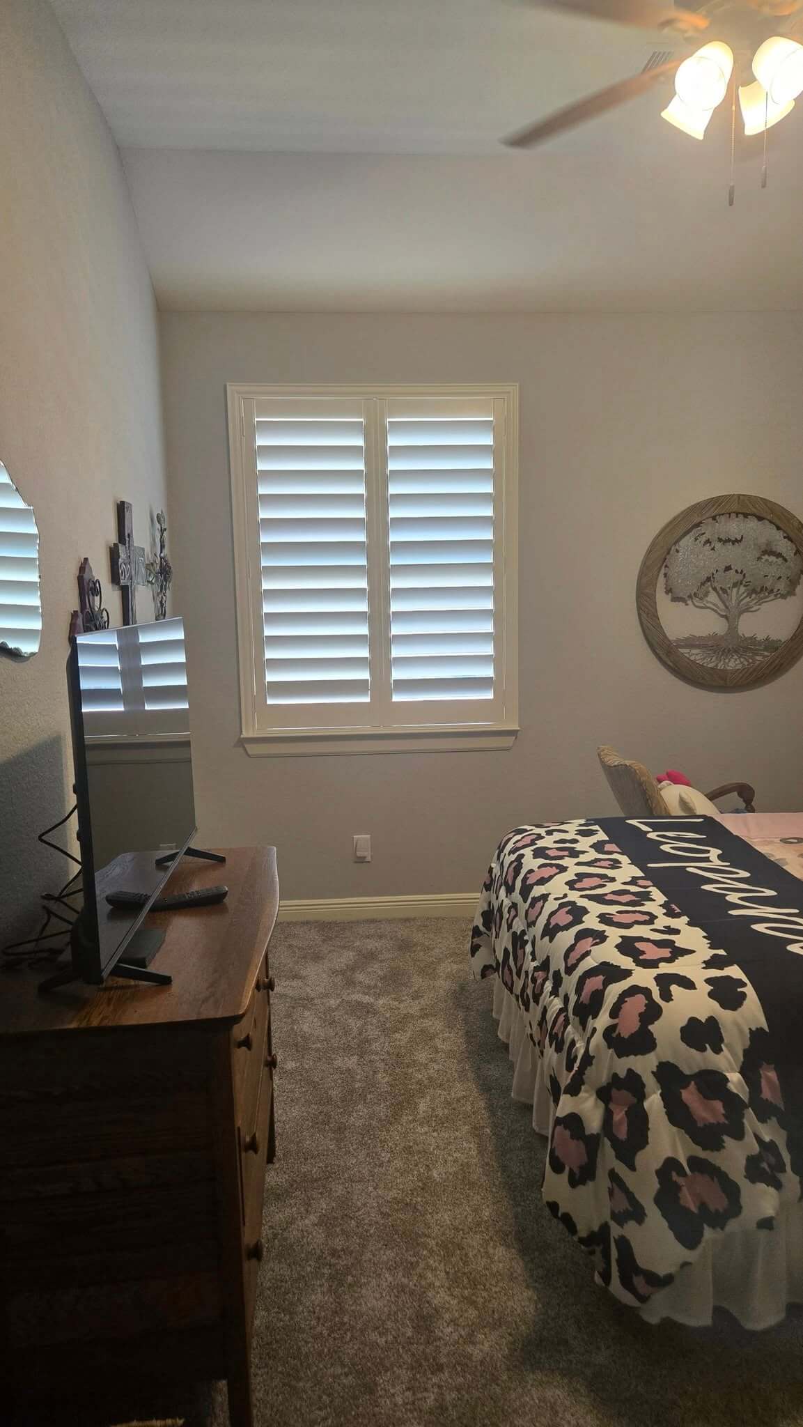 Faux wood shutters installed in Houston TX