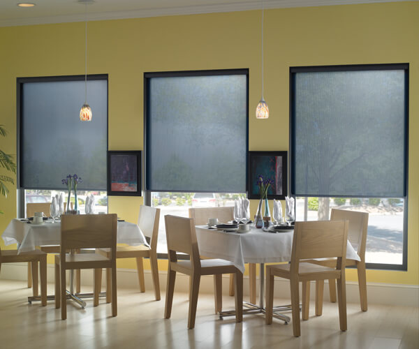 Commercial solar shades installation by Shutters & Blinds of The Woodlands